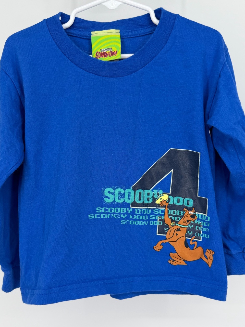Scooby Doo Blue Vintage y2k Cartoon Network Long Sleeve Tee Shirt Top Boys 4t